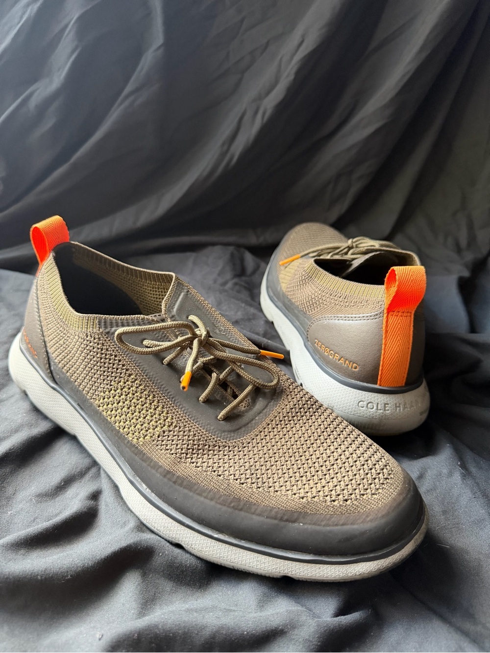 Cole Haan Men’s Olive Knit Sneaker with Orange Accents